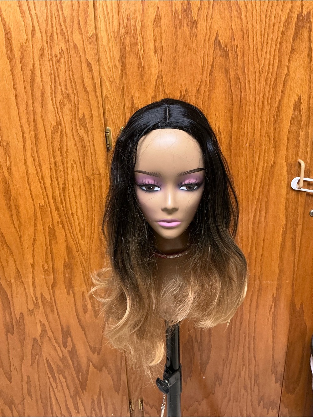 Black to Blonde Ombre Long Women's Wig - Elegant Synthetic Hair